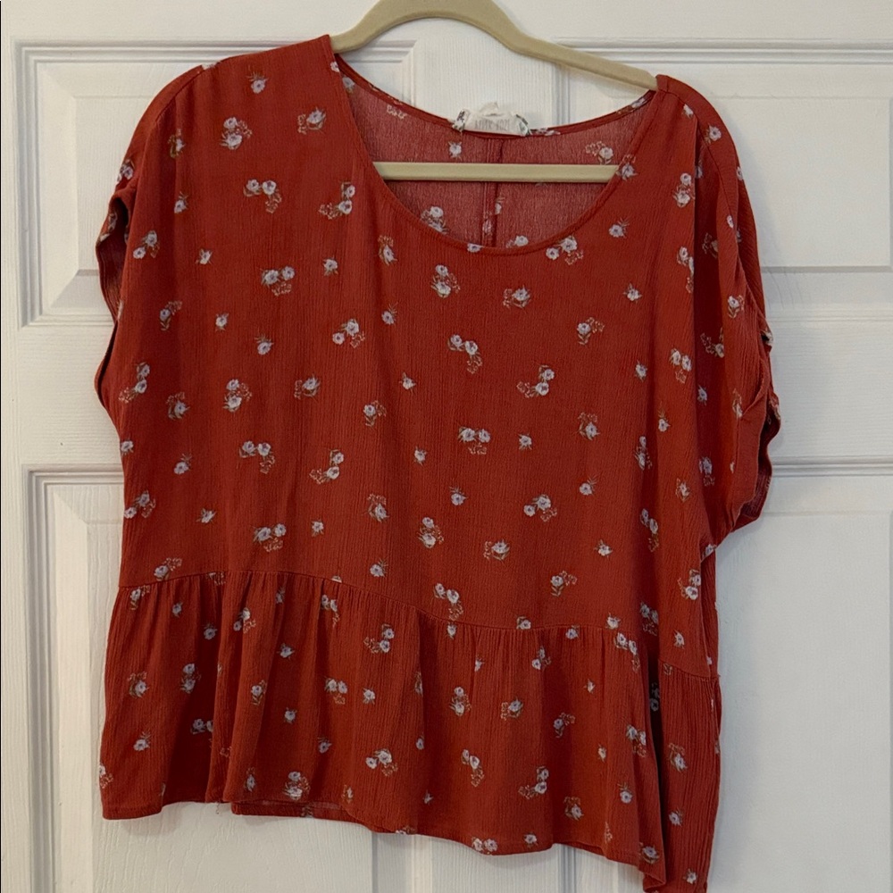 Pink Rose Terracotta Floral Blouse
